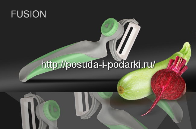Нож кухонный керамический. SFP-001G Овощечистка с поворотным устройством "Samura FUSION",циркониевая керамика,(Зелено-серая) (1 Нож кухонный керамический. SFP-001G Овощечистка с поворотным устройством "Samura FUSION",циркониевая керамика,(Зелено-серая) (1