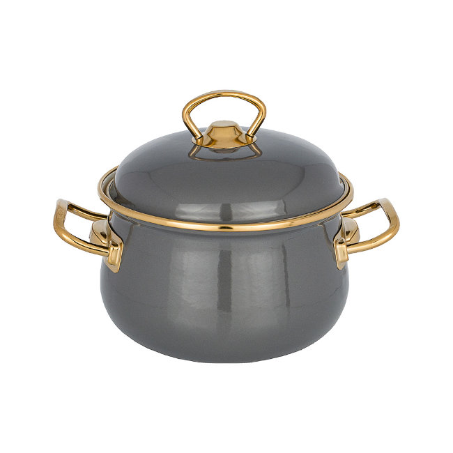 КАСТРЮЛЯ AGNESS ЭМАЛИРОВАННАЯ С КРЫШКОЙ, СЕРИЯ DELUXE, 16X11СМ,  2,0Л, ПОДХОДИТ ДЛЯ ИНДУКЦИИ