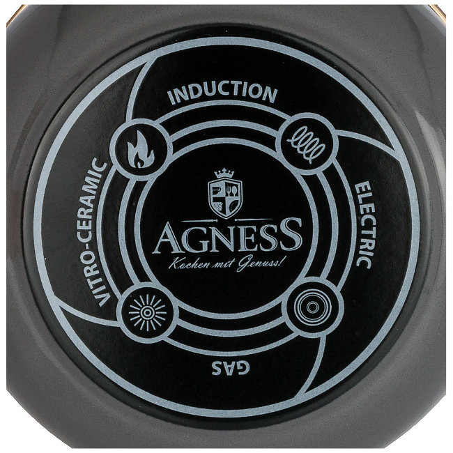 КАСТРЮЛЯ AGNESS ЭМАЛИРОВАННАЯ С КРЫШКОЙ, СЕРИЯ DELUXE, 16X11СМ,  2,0Л, ПОДХОДИТ ДЛЯ ИНДУКЦИИ