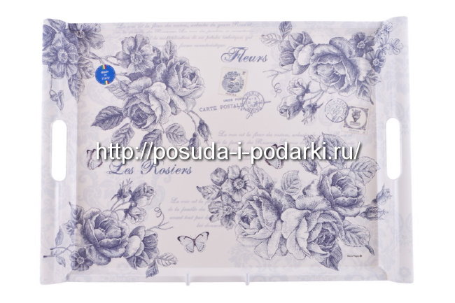 Поднос 52*37 Синие розы
